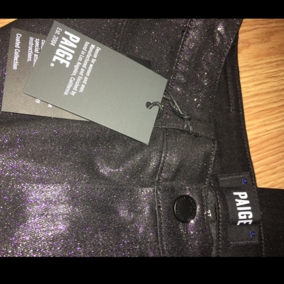 PAIGE Hoxton Ultra Skinny Night Violet Shimmer Glitter Denim - Picture 15 of 16